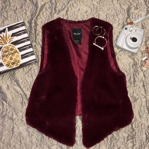 FauxFur Burgundy Vest
